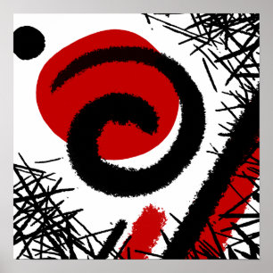 Poster Rouge et noir moderne Abstrait