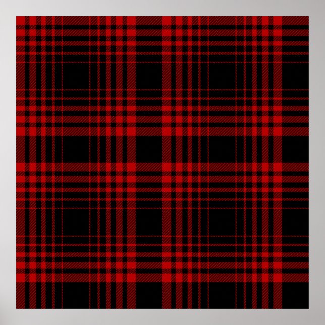 Poster Rouge et noir tartan plaid écossais patte transpar (Devant)