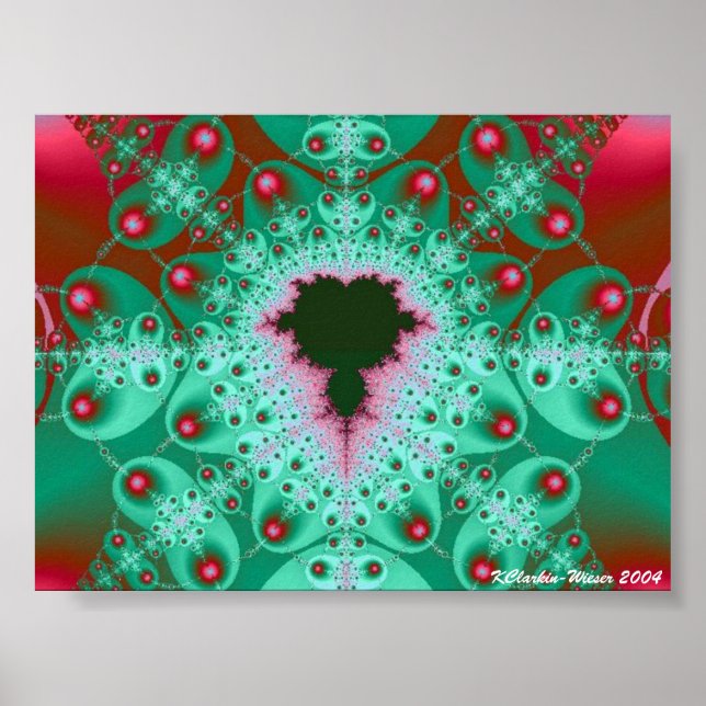 Poster Rouge et vert Mandelbrot (Devant)