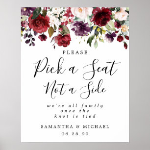 Poster Rouge Floral Choisir Un Siège Pas Un Panneau Maria