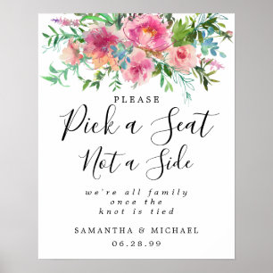 Poster Rouge Floral Choisir Un Siège Pas Un Panneau Maria