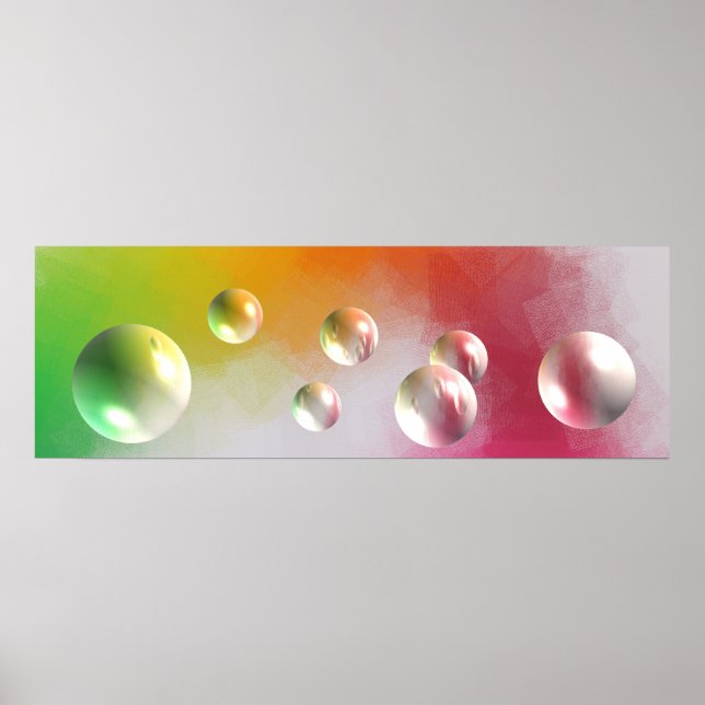 Poster Rouge Jaune Bleu Vert Rose Violet Art Abstrait (Devant)