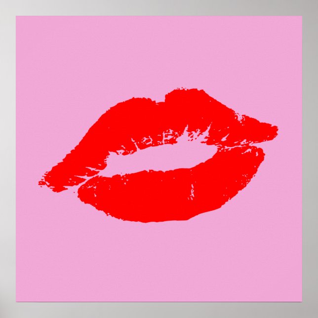 Poster Rouge lèvres Kiss Mod Pop Art Personnalisé Couleur (Devant)