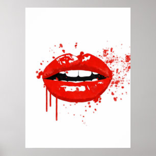 Poster Rouge lèvres mode glamour illustration moderne
