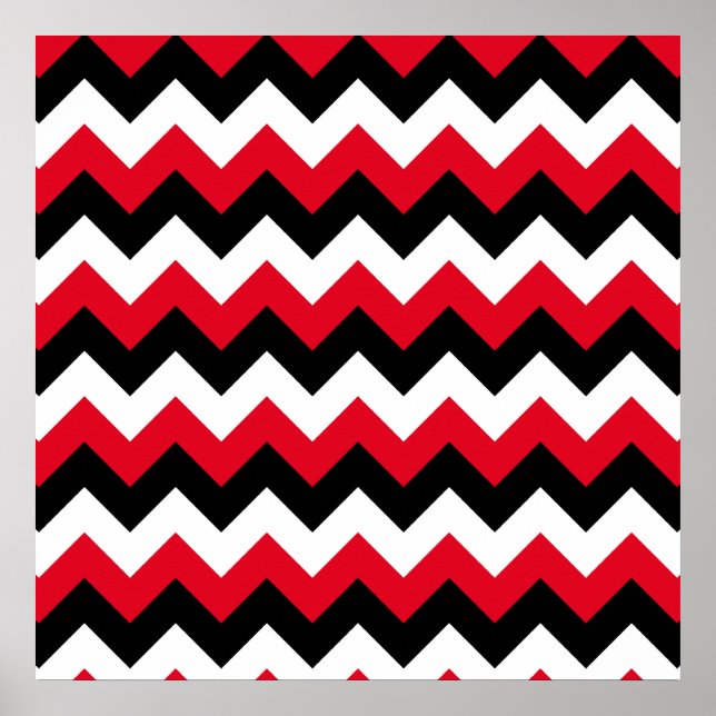Poster Rouge Noir et Blanc Zigzag (Devant)