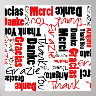 Poster Rouge noir Merci mot Cloud