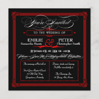 Poster rouge & noir Style Mariage Invitations