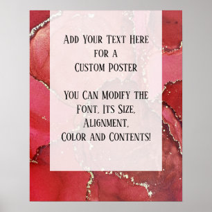 Poster Rouge & Or Abstrait Encre d'alcool do-it-yourself