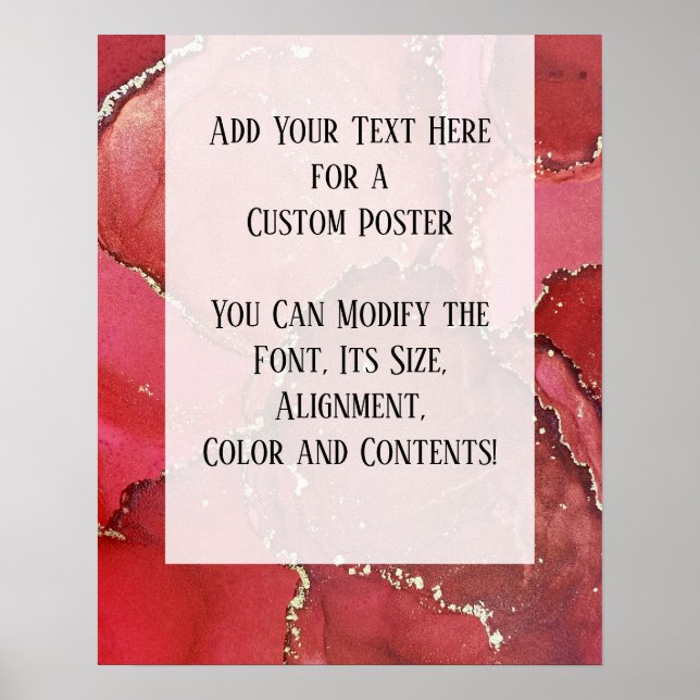 Poster Rouge & Or Abstrait Encre d'alcool do-it-yourself  (Devant)