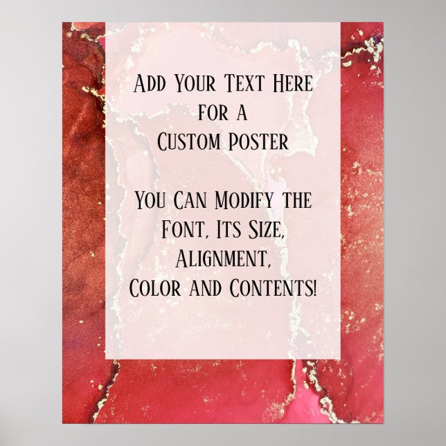 Poster Rouge & Or Abstrait Encre d'alcool do-it-yourself  (Devant)