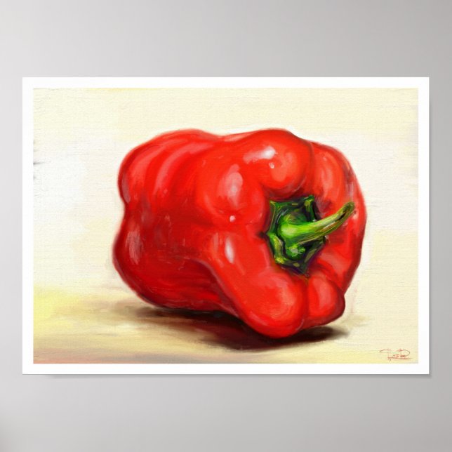 Poster Rouge Paprika classique légume huile de vie morte (Devant)