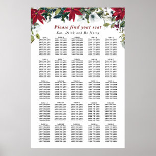 Poster Rouge Poinsettia 25 Tables GRAPHIQUE DE SIÈGE DE N