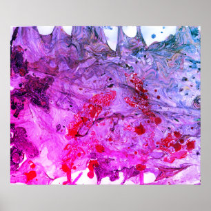 Poster Rouge rose bleu violet Art moderne Abstrait tendan