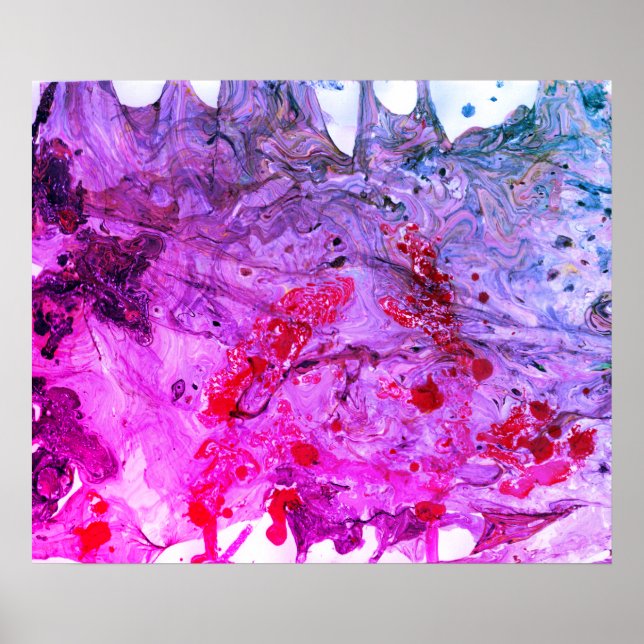 Poster Rouge rose bleu violet Art moderne Abstrait tendan (Devant)