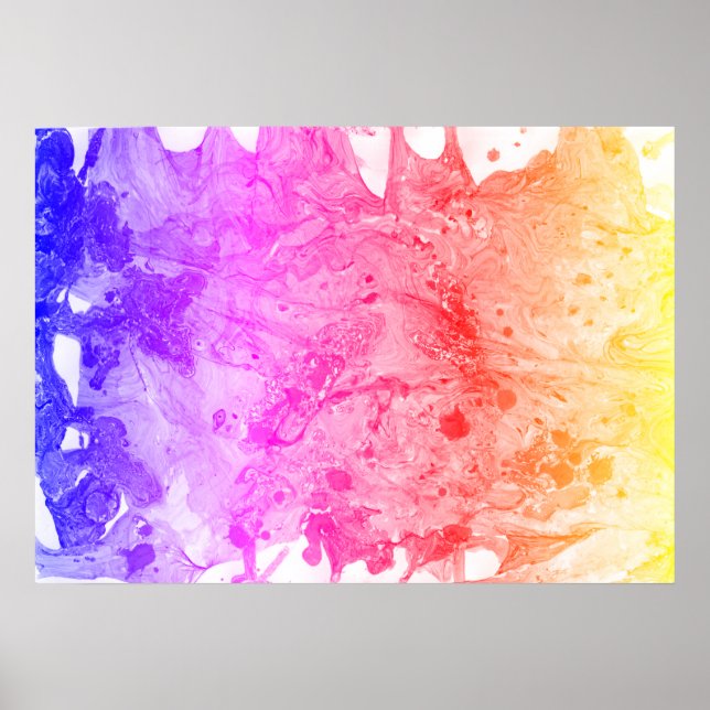 Poster Rouge rose bleu violet jaune Art moderne Abstrait (Devant)