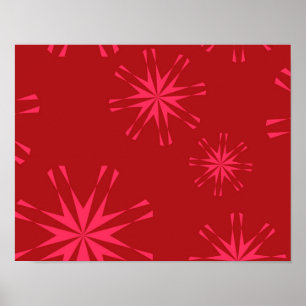 Poster Rouge, rose, cool tendance fleur d'étoiles moderne