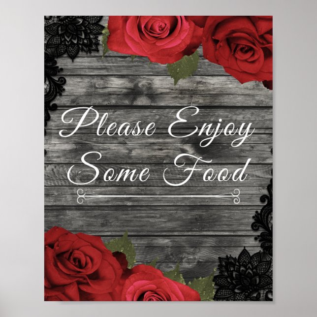Poster Rouge Roses Russe Black dentelle Mariage Signal al (Devant)