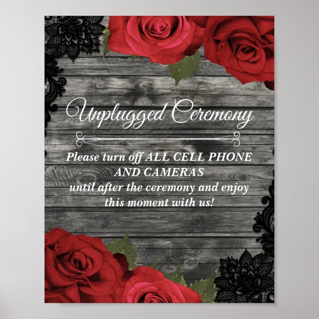 Poster Rouge Roses Russe Black Lace Mariage débranché (Devant)