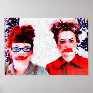 Poster Rouge sur le visage