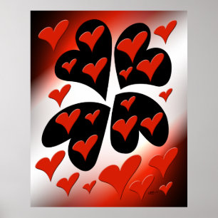 Poster Rouge sur les coeurs noirs