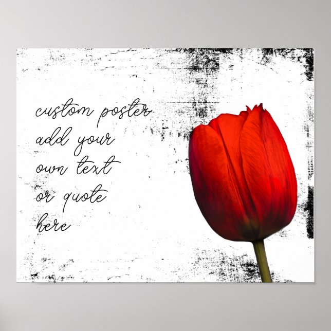 Poster rouge tulip ajouter du texte en noir et blanc (Devant)