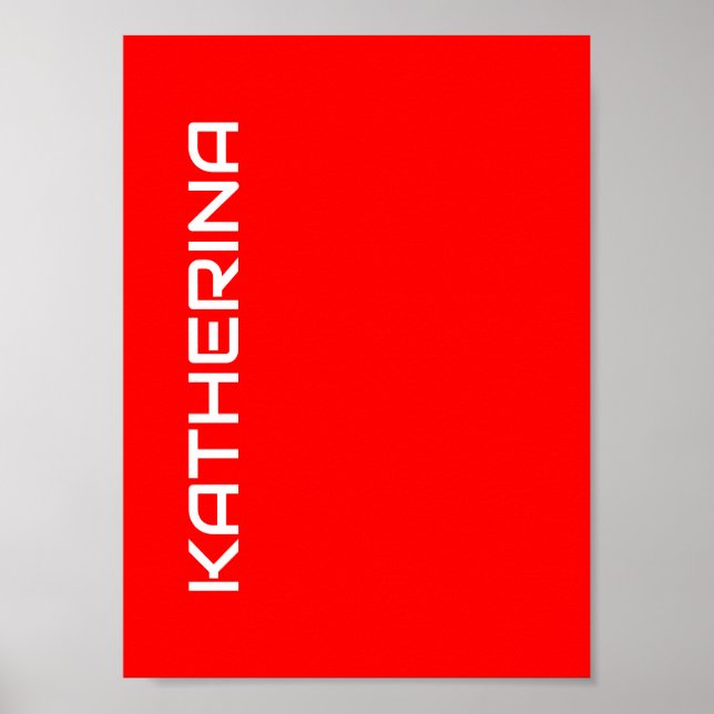 Poster Rouge Uni | Nom Classique Blanc (Devant)