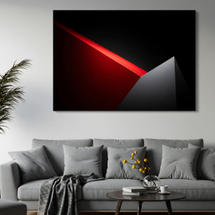 Poster Rouge vif et gris abstrait minimaliste