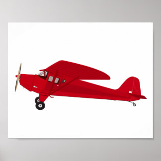 Poster Rouge Vintage Avion Enfants Décor Imprimer l'affic