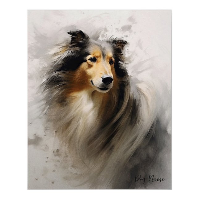 Poster Rough Collie Chien au vent 001 - Yacobsen Derosa (Devant)