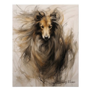Poster Rough Collie Chien au vent 004 - Yacobsen Derosa