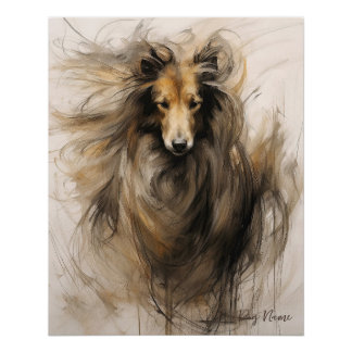Poster Rough Collie Chien au vent 004 - Yacobsen Derosa