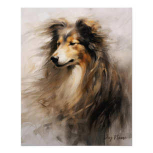 Poster Rough Collie Chien au vent 005 - Yacobsen Derosa