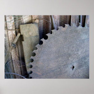 Poster rouille rouille scie à lame de fond scie abstraite