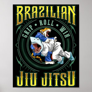 Poster Roulade de prise BJJ - Requin de Jiu Jitsu de grap