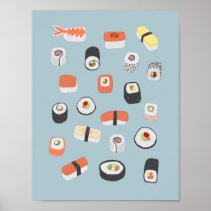 Poster Rouleau de maki nigiri de sushi japonais
