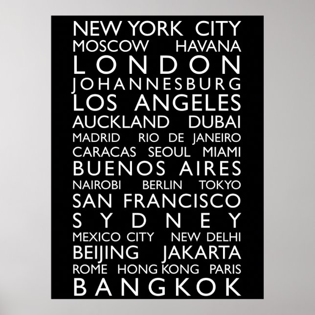 Poster Rouleau des bus des villes du monde (Devant)