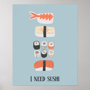 Poster Rouleau Maki Nigiri de Sushi Japonais Texte person