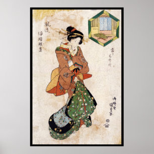 Poster Rouleau vintage japonais frais de dame de geisha