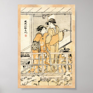Poster Rouleau vintage japonais frais de geishas de