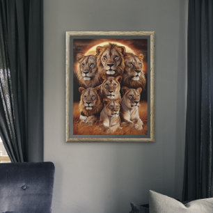 Poster Roulement de la nuit : Lions au clair de lune