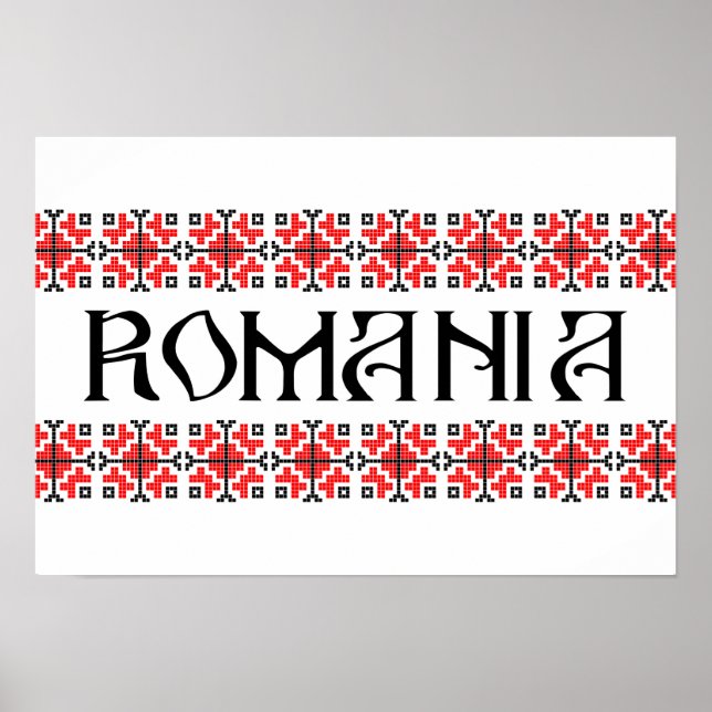Poster roumanie nom du symbole du pays texte motif folklo (Devant)