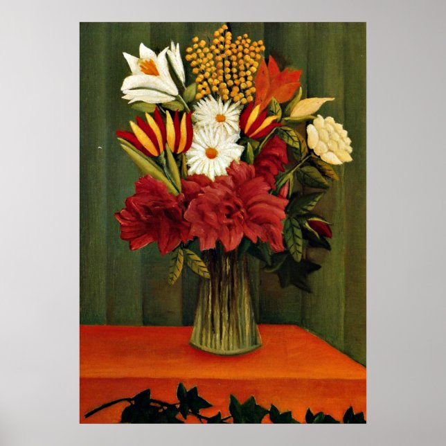 Poster Rousseau - Bouquet de fleurs avec une Branche d'Iv (Devant)