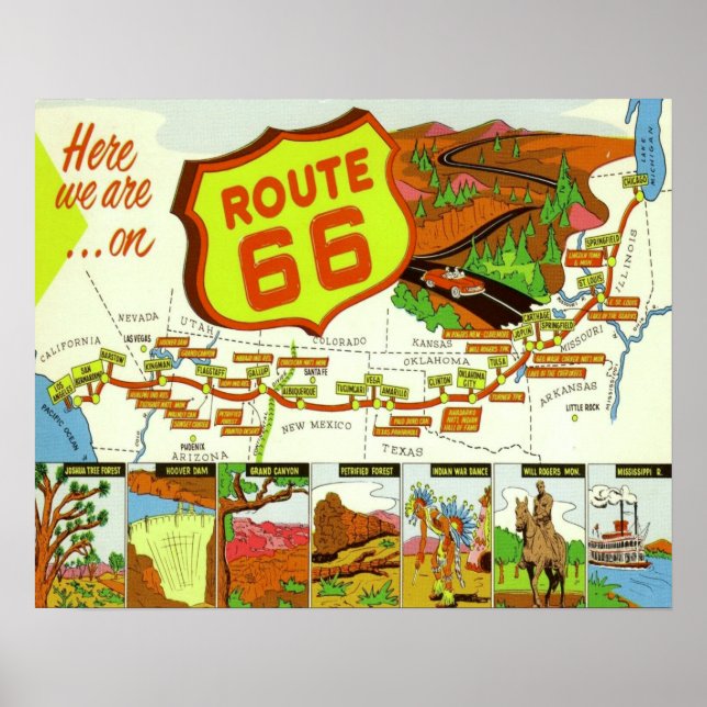 Poster Route 66 1940 (Devant)