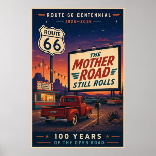 Poster route 66 Centennial Drive-In Americana Voyage Art
