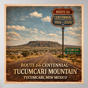 Poster Route 66 Mont Tucumcari Nouveau-Mexique