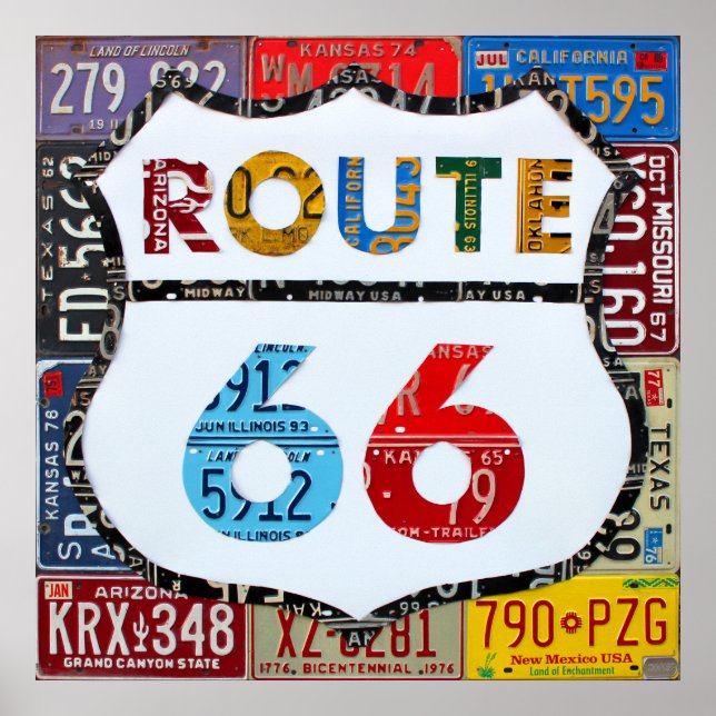 Poster Route 66 Plaque de licence Art par design Turnpike (Devant)