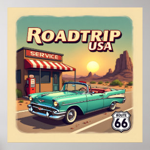 Poster Route 66 - Retro Pop Art