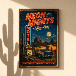 Poster Route 66 Rêves de Motel au Néon