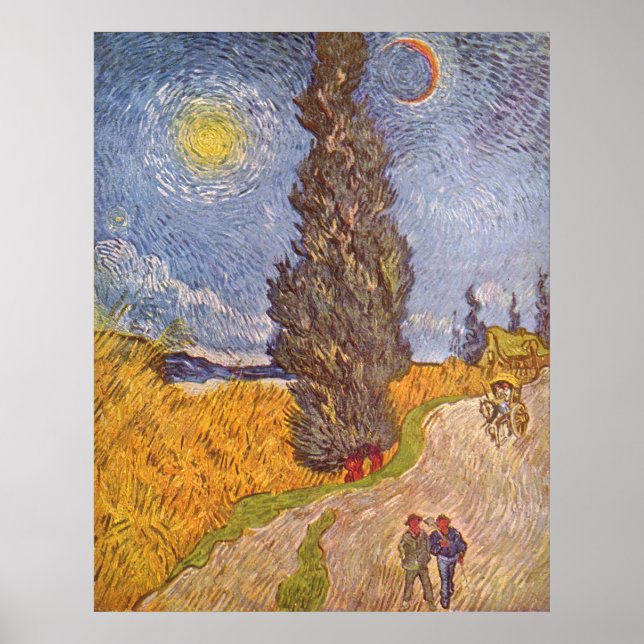 Poster Route de campagne avec cypress Vincent van Gogh Po (Devant)
