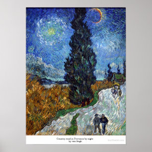 Poster Route de campagne en Provence par la nuit par van
